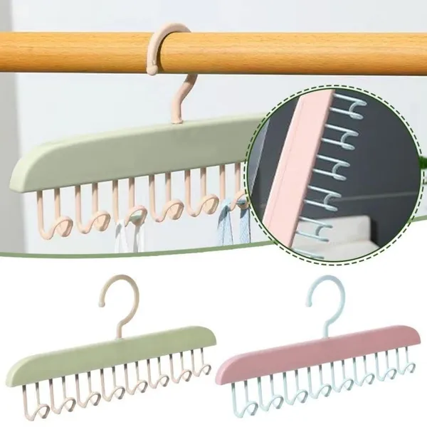 Plastic_Space_Saving_Hanger_With_Multiple_Hooks_For_Ties_Scarves_Belts_And_Accessories_Multicolour_Pack_Of_2