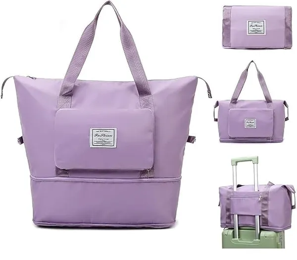 Foldable_Duffel_Bag_For_Travel_Large_Capacity_Tote_With_Trolley_Sleeve_Purple