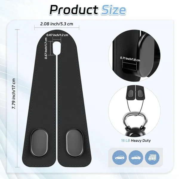 Car_Seat_Headrest_Hook_Double_Hooks_With_Phone_Holder_Heavy_Duty_Black_Pack_Of_2
