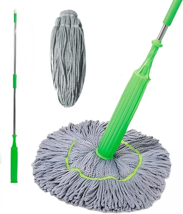 Self_Wringing_Twist_Floor_Cleaning_Mop_2_In_1_Dehydrated_Design_With_Reusable_Microfibre_Head_And_Stainless_Steel_Handle