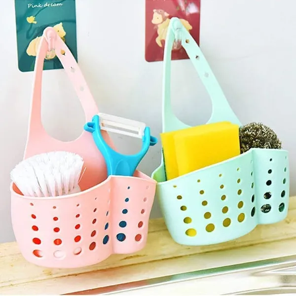 Sink_Sponge_Holder_Hanging_Basket_Organiser_Pink_And_Green_Plastic_Pack_Of_2_Pack_Of_2