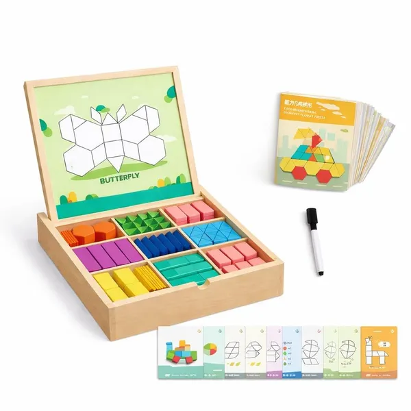 14_Pc_Magnetic_Tangram_Puzzle_Set_360_Different_Pattern_Block_Combinations_Mini_Tangram_Bundle_Learning_Play_Set_For_Kids_With_Beach_Kids_Bookmark