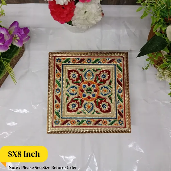 Brass_Meenakari_Decorative_Chowki_8x8_Inch