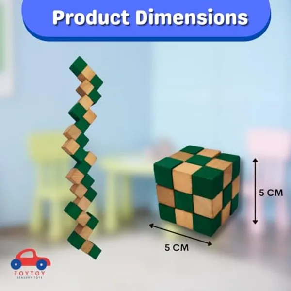 Green_Wooden_Checkered_Cube_Snake_Puzzle_Toy