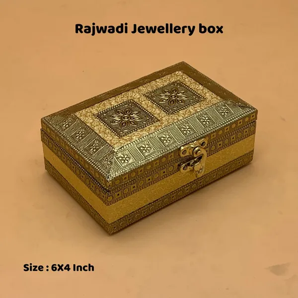Golden_Brass_Rajwadi_Embossed_Jewellery_Box_6x4_Inch