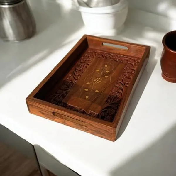 PREMIUM_HANDCRAFTED_SHEESHAM_WOOD_SERVING_TRAY_WITH_FLORAL_CARVINGS_12*8_INCH