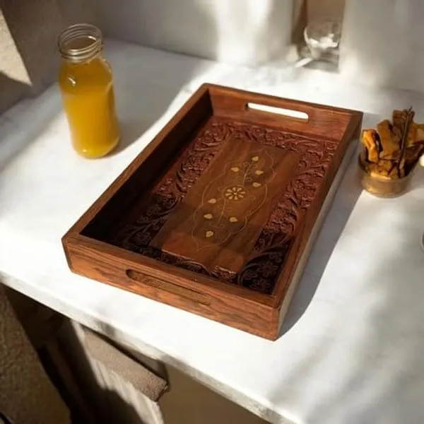 PREMIUM_HANDCRAFTED_SHEESHAM_WOOD_SERVING_TRAY_WITH_FLORAL_CARVINGS_12*8_INCH
