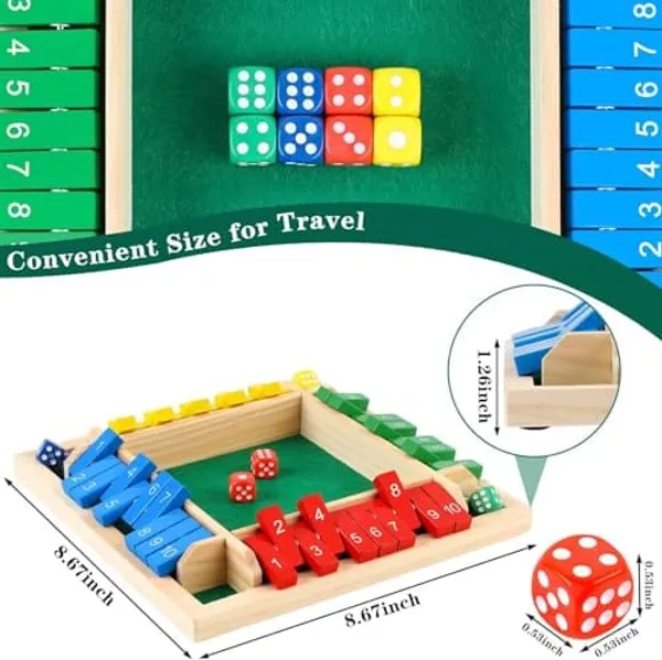 WOODEN_SHUT_THE_BOX_DICE_GAME/4_PLAYER_MATH&STRATEGY_BOARD_GAME_WITH_8_DICE/EDUCATIONAL_INDOOR_GAME_FOR_KIDS&ADULTS