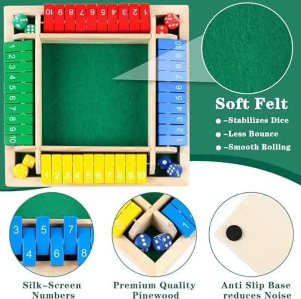 WOODEN_SHUT_THE_BOX_DICE_GAME/4_PLAYER_MATH&STRATEGY_BOARD_GAME_WITH_8_DICE/EDUCATIONAL_INDOOR_GAME_FOR_KIDS&ADULTS