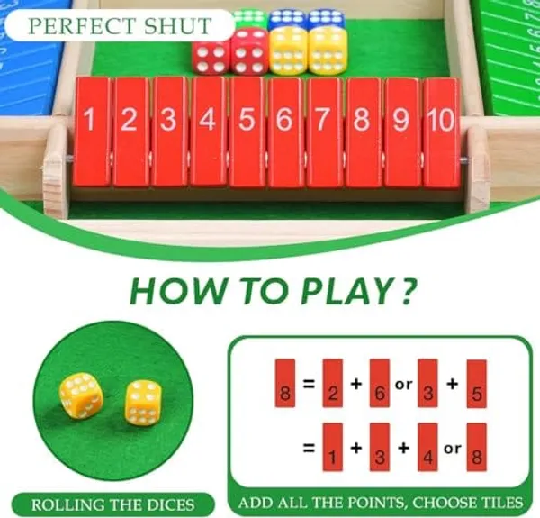 WOODEN_SHUT_THE_BOX_DICE_GAME/4_PLAYER_MATH&STRATEGY_BOARD_GAME_WITH_8_DICE/EDUCATIONAL_INDOOR_GAME_FOR_KIDS&ADULTS