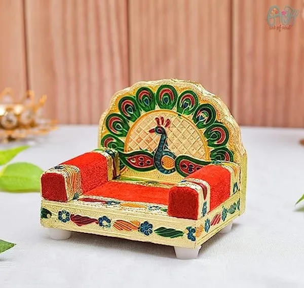 Beautifully_handcrafted_wooden_Meenakari_Singhasan_designed_specifically_for_Laddu_Gopal_deity.Made_from_high-quality_wood_with_intricate_Meenakari_artwork_in_golden_color,_adding_elegance_to_your_Pooja_Mandir.