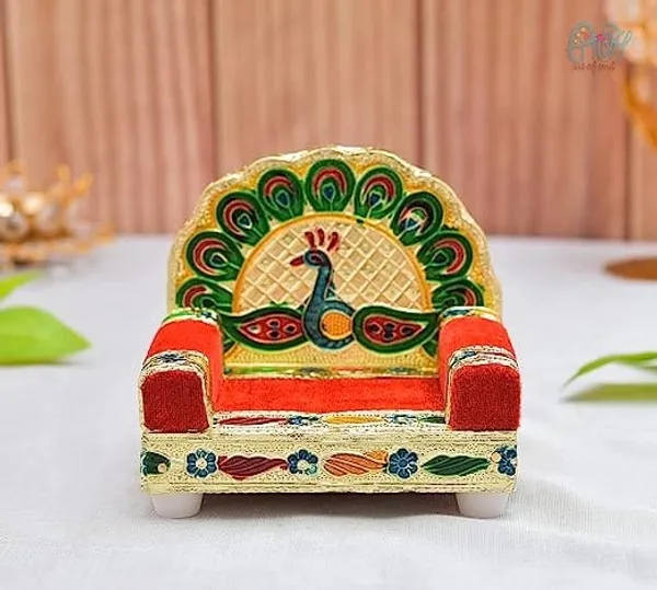 Beautifully_handcrafted_wooden_Meenakari_Singhasan_designed_specifically_for_Laddu_Gopal_deity.Made_from_high-quality_wood_with_intricate_Meenakari_artwork_in_golden_color,_adding_elegance_to_your_Pooja_Mandir.