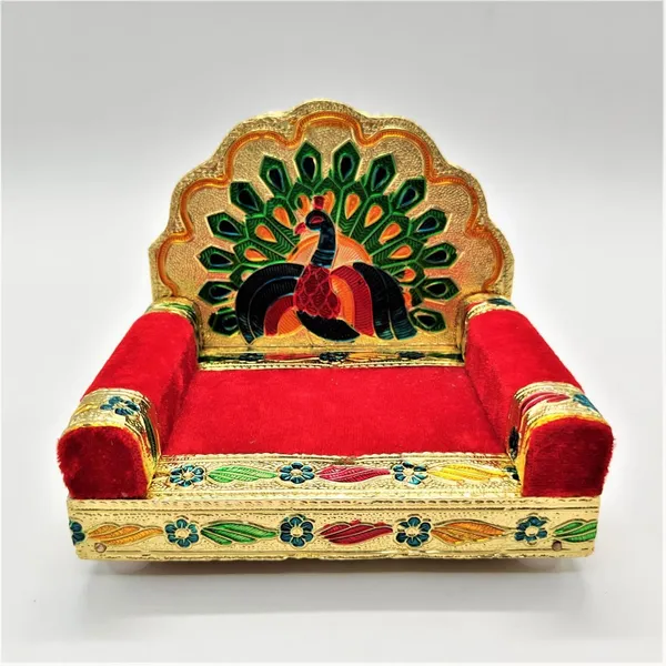 Beautifully_handcrafted_wooden_Meenakari_Singhasan_designed_specifically_for_Laddu_Gopal_deity.Made_from_high-quality_wood_with_intricate_Meenakari_artwork_in_golden_color,_adding_elegance_to_your_Pooja_Mandir.