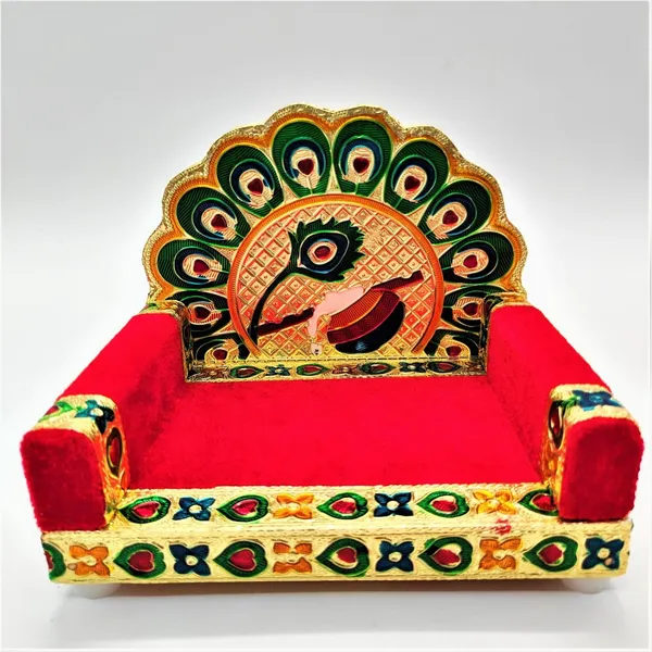 Beautifully_handcrafted_wooden_Meenakari_Singhasan_designed_specifically_for_Laddu_Gopal_deity.Made_from_high-quality_wood_with_intricate_Meenakari_artwork_in_golden_color,_adding_elegance_to_your_Pooja_Mandir.