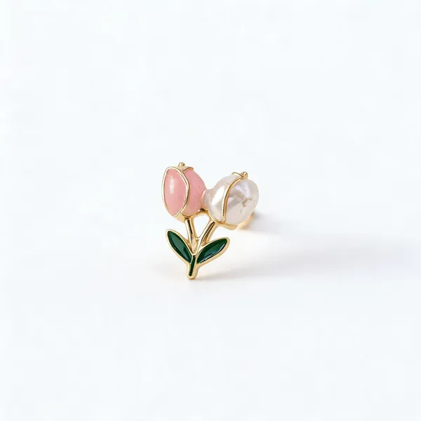 Gold_Enamel_Floral_Pearl_Stud_Earrings_For_Women