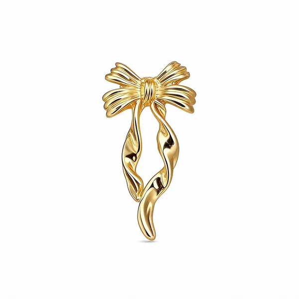 Gold_Stainless_Steel_Bow_Twist_Drop_Earrings_For_Women