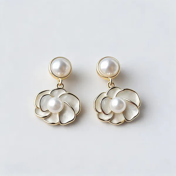 White_Enamel_Pearl_Floral_Drop_Earrings_For_Women