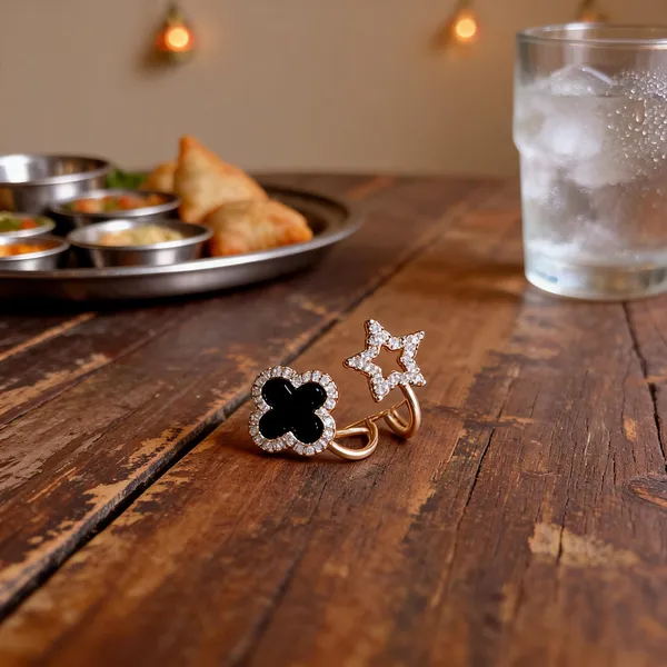 Black_Enamel_Clover_Star_Crystal_Ear_Cuff_Earrings_For_Women