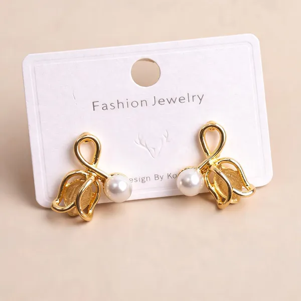 Gold_Stainless_Steel_Pearl_Ribbon_Bow_Stud_Earrings_For_Women