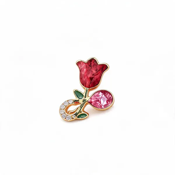 Red_Enamel_Rose_Crystal_Embellished_Stud_Earrings_For_Women