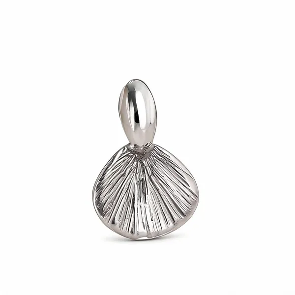 Silver_Stainless_Steel_Textured_Seashell_Drop_Earrings_For_Women
