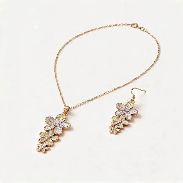 Gold_Floral_Crystal_Embellished_Necklace_And_Earrings_Set_For_Women