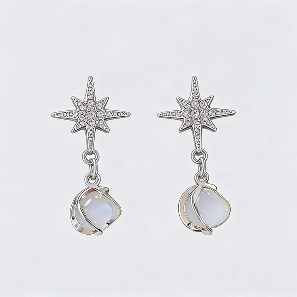 Silver_Star_White_Stone_Drop_Earrings_For_Women