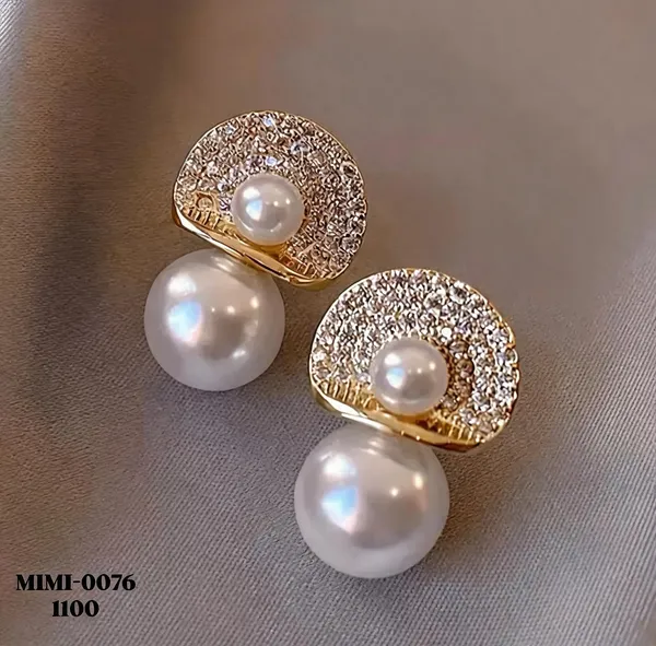 Gold_Plated_Pearl_Crystal_Double_Drop_Stud_Earrings_For_Women