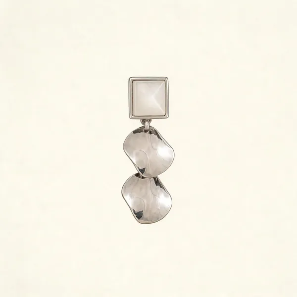 White_Enamel_Silver_Trim_Geometric_Drop_Earrings_For_Women