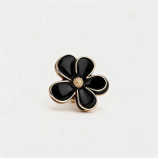 Black_Enamel_Gold_Stainless_Steel_Floral_Stud_Earrings_For_Women