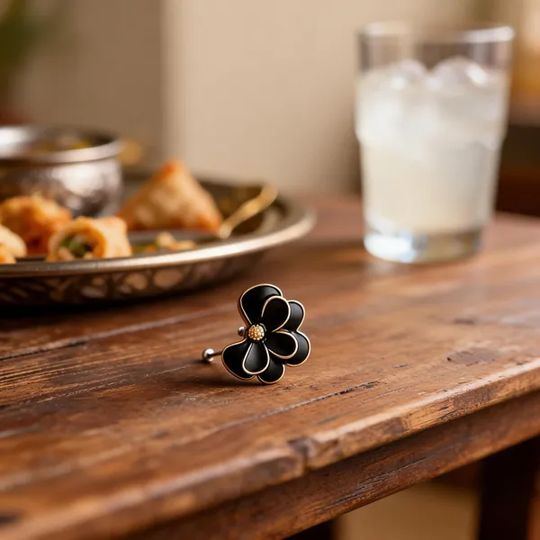 Black_Enamel_Gold_Stainless_Steel_Floral_Stud_Earrings_For_Women