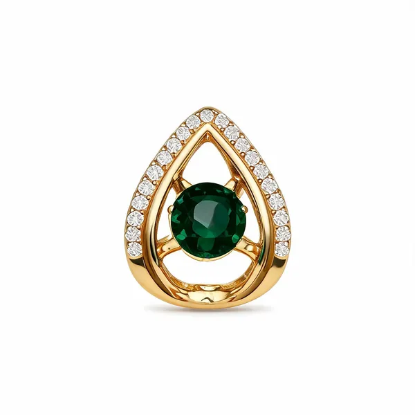 Green_Stone_Gold_Plated_Teardrop_Crystal_Stud_Earrings_For_Women