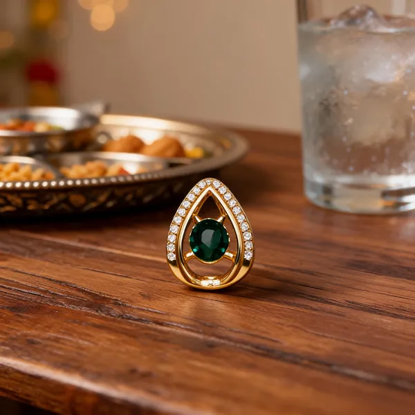 Green_Stone_Gold_Plated_Teardrop_Crystal_Stud_Earrings_For_Women