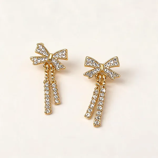 Gold_Rhinestone_Bow_Pearl_Drop_Earrings_For_Women