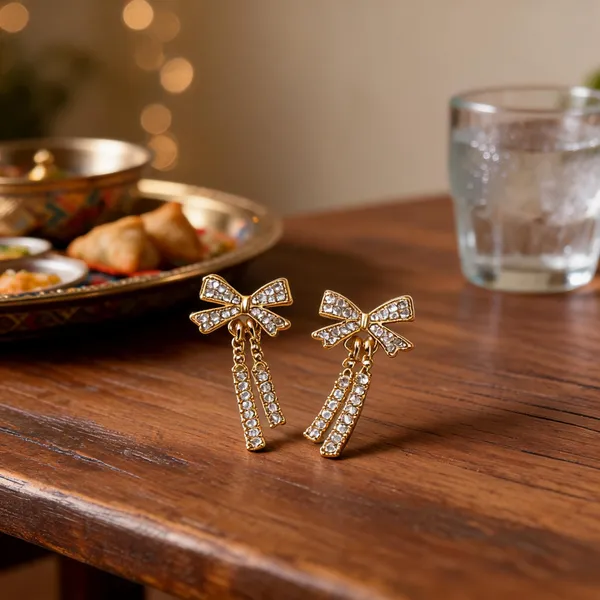 Gold_Rhinestone_Bow_Pearl_Drop_Earrings_For_Women