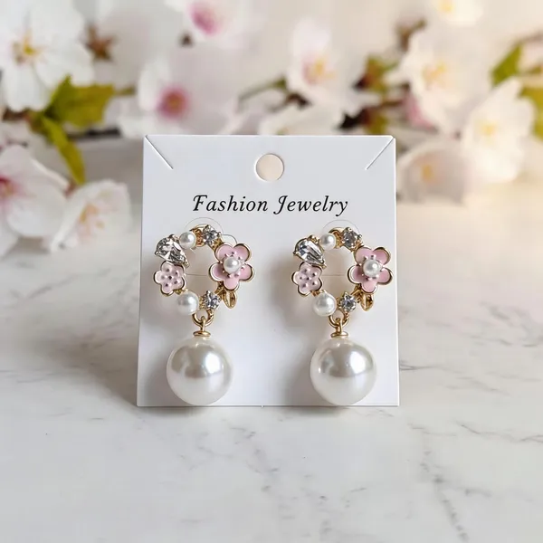 White_Pearl_Pink_Floral_Wreath_Stud_Earrings_For_Women