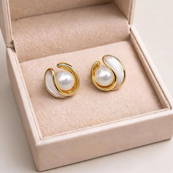 Gold_Stainless_Steel_Pearl_Swirl_Stud_Earrings_For_Women