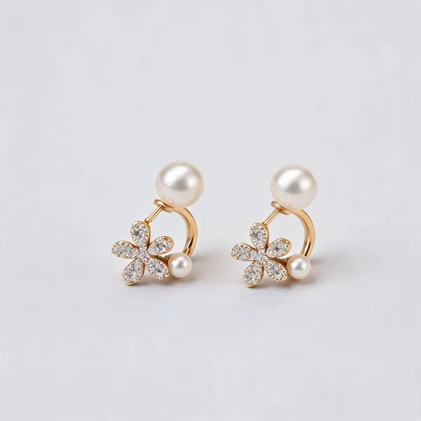 Gold_Pearl_Floral_Dual_Stud_Earrings_For_Women