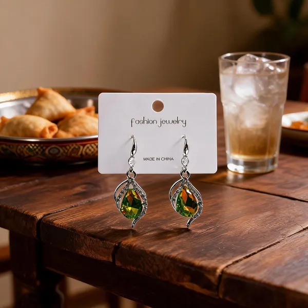 Silver_Green_Crystal_Teardrop_Dangle_Earrings_For_Women