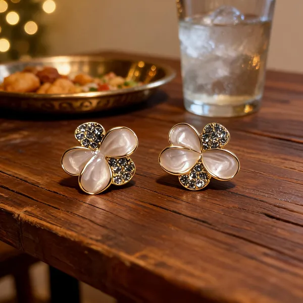 Gold_Tone_Mother_Of_Pearl_Floral_Stud_Earrings_For_Women