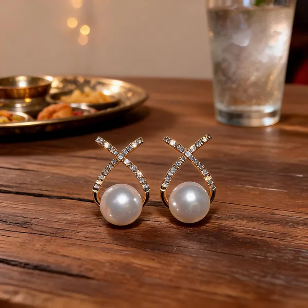 Gold_Crystal_Cross_Pearl_Drop_Stud_Earrings_For_Women