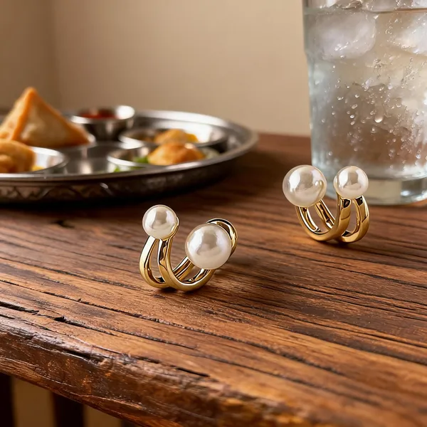 Gold_Pearl_Double_Bead_Curved_Stud_Earrings_For_Women