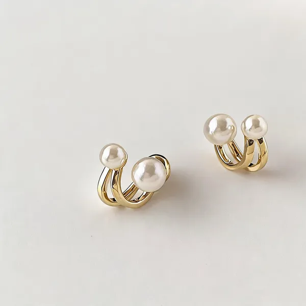 Gold_Pearl_Double_Bead_Curved_Stud_Earrings_For_Women