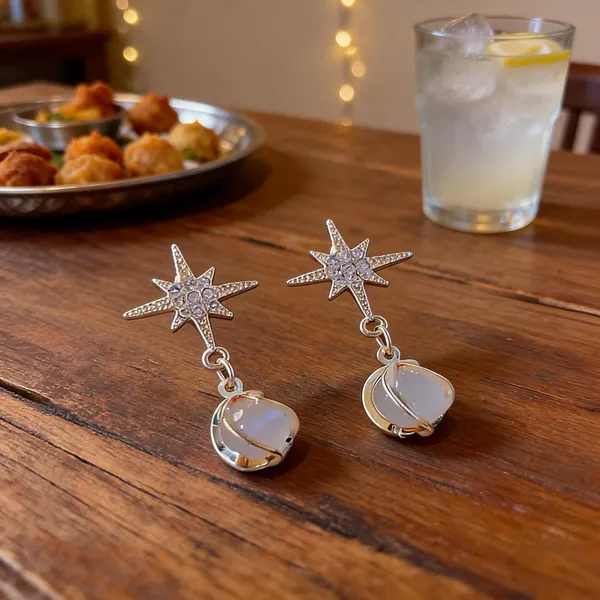 Silver_Stainless_Steel_Star_Moonstone_Drop_Earrings_For_Women