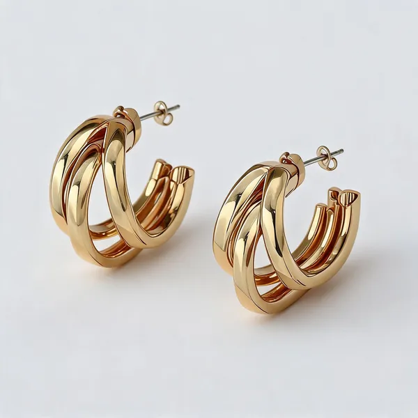 Gold_Plated_Twisted_Triple_Hoop_Earrings_For_Women
