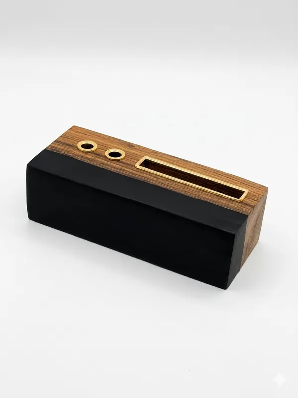 MKL_Resin_Arts__Modern_Teak_Wood_&_Black_Resin_Desk_Organizer_-_7_Inch