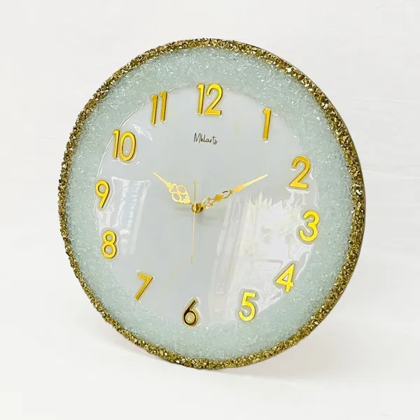 MKL_Resin_Arts_White_Marble_Crystal_Resin_Wall_Clock_–_14_Inch