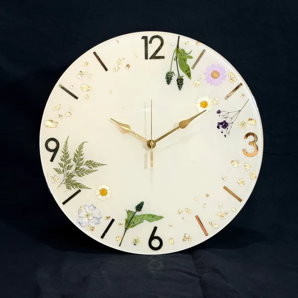 MKL_Resin_Arts_Real_Flower_Resin_Wall_Clock_–_14_Inch