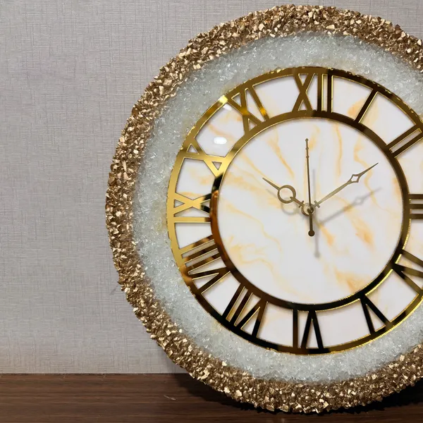 MKL_Resin_Arts_Premium_White_Marble_Crystal_Wall_Clock_|_Gold_Border_|_14_Inch_Silent_Quartz_Clock