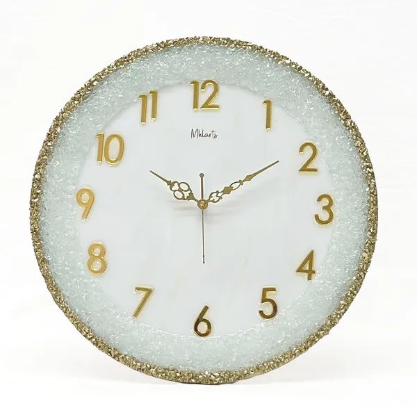 MKL_Resin_Arts_White_Marble_Crystal_Resin_Wall_Clock_–_14_Inch